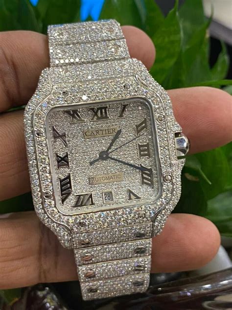 cartier santos watch diamonds|cartier santos diamond watch price.